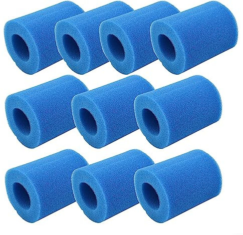 QOXEZY 10 esponjas de filtro de piscina, cartucho de filtro de bañera de hidromasaje, cartucho de esponja de espuma para filtro de piscina tipo II 530-800 GPH 58094