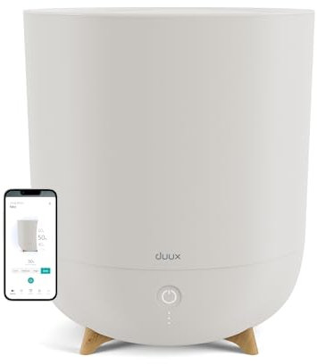 Duux Neo Ultrashall Luftbefeuchter Leise 5L - Smart Air Humidifier - Raumbefeuchter für Schlafzimmer, Kinderzimmer und Pflanzen - Greige