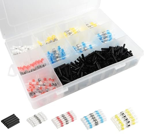 Lötverbinder Set 500 Stück, Lötverbinder Schrumpfverbinder Wasserdicht Schrumpfschlauch Lötdrahtverbinder Kabelverbinder Geschweißte Connector Kit für Marine Automotive Anhänger LKW