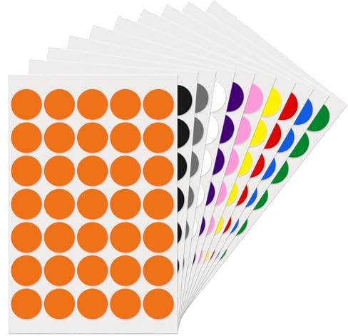 YIKIADA 10 Farben Runde 25 mm Punktaufkleber Bunt Klebepunkte Selbstklebend Farbig Aufkleber Markierungspunkte Etiketten für Lager Büro 350 Stück