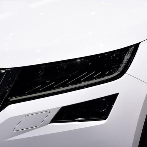 JCAKES 2 Stück Autoscheinwerfer Tönung Schwarz Schutzfolie Schutz Transparent TPU Aufkleber für Skoda Kodiaq 2016-heute Zubehör
