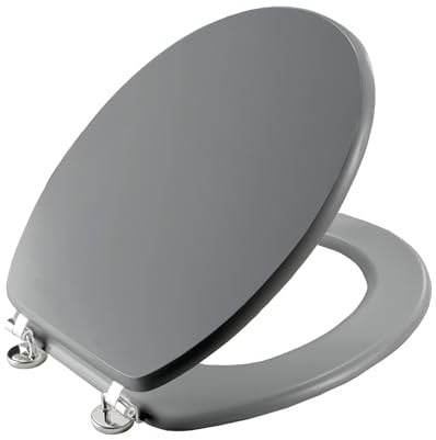 Universal MDF WC Sitz Deckel matt mit Metallscharnieren mit Holzkern (MDF) Klodeckel Toilette WC-BrilleToilettendeckel ohne Absenkautomatik (Grau)