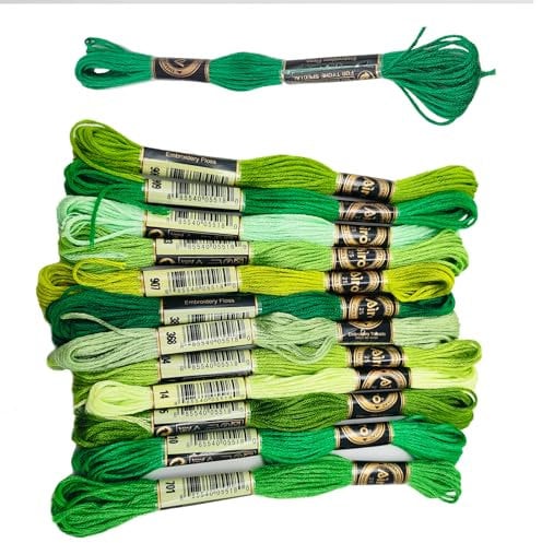 Huimai Filato per ricamo verde, 28 colori, per braccialetti dell'amicizia, filo di alta qualità, per progetti di ricamo verde, fai da te, punto croce, uncinetto (gradiente di colore verde)