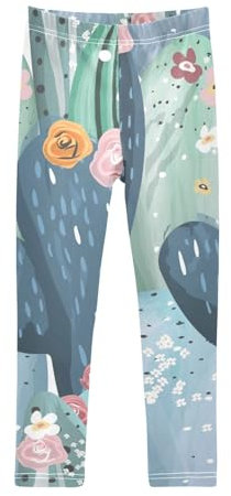 Anantty Mädchen Leggings Tropischer Kaktus Lang Hosen elastisch Casual Hosen Girl Leggings für Kinder