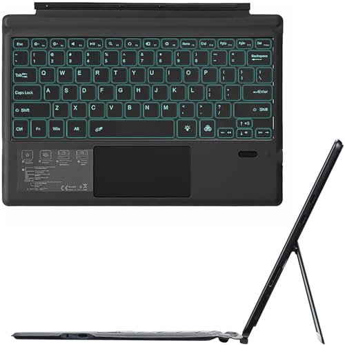 EHLCYS Type Cover para Microsoft Surface Pro 7 Plus/Pro 7/Pro 6/Pro 5/Pro 4/Pro 3 12,3 Pulgadas 7 Colores Retroiluminado con Trackpad Teclado Español Ñ, Teclado Ultrafino Portátil Desmontable,Negro