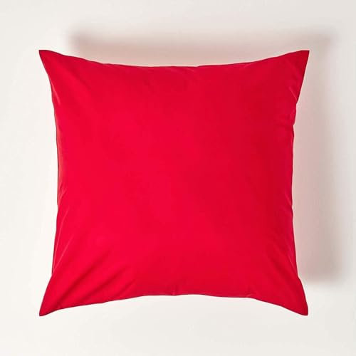 HOMESCAPES Red Pure Egyptian Cotton Euro Size Pillowcase 80 x 80 cm 200 TC 400 Thread Count Percale Equivalent Large Square Pillow Case with Zip Pack of 2