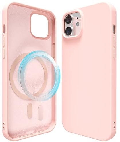 oakxco für iPhone 12/ iPhone 12 Pro Hülle Magsafe Silikon Handyhülle Bunt, Ultra Dünn Slim Case Einfarbig Handy Hülle Mädchen, Magnetisch Induktives Laden Schutzhülle Matt Silikonhülle, Rosa Pink