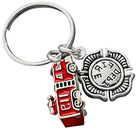 Yardenfun Pendentif Insigne De Camion De Pompiers Porte-clés Métal Décoration De Sac Ornement De Clé Cadeau Anniversaire