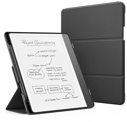 MoKo Stand Case for Kindle Scribe (Modèle 2024/2022) Étui en Cuir de Qualité Supérieure avec Porte-Stylo, Veille/réveil Automatique pour Amazon Kindle Scribe 2024 de 10,2 Pouces, Noir