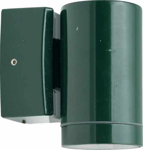 Licht-Erlebnisse Außenleuchte Wand Messing GU10 IP64 H: 10 cm klein Grün Modern Wandstrahler außen Wandlampe aussen Balkon Downlight Hauswand