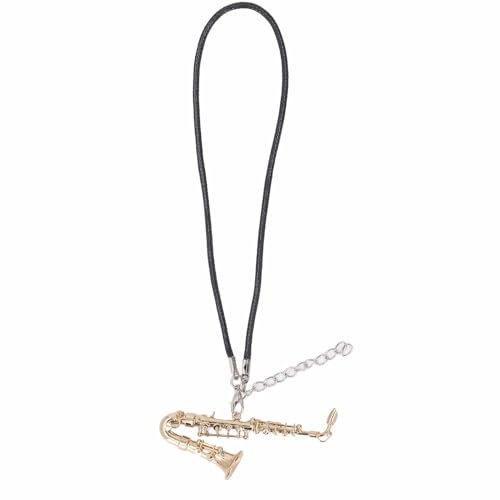Mini-Saxophon-Halskette, Metall, Gold, Saxophon-Halskette für Frauen, Musikinstrument-Schmuck-Anhänger, Saxophon-Anhänger-Halskette für den Täglichen Gebrauch Zum Geburtstag