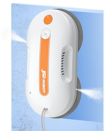 JSDROBOT Lite Window Cleaning Robot,5300Pa Window Cleaner Robot with Pressured Wiping Dual Water Spray Close to the Border Wipe Edge Detection Intelligent Path Plan