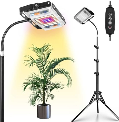 Rosnek Pflanzenlampe LED mit Ständer, UV-IR Vollspektrum LED Wachstumslichter, mit 4/8/12-Stunden-Timer, Dimmbares Pflanzenlicht Wachstumslampen für Pflanzen Pflanzenleuchte 1 Lichter