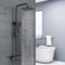 Biubiubath columna de ducha termostática con mezclador termostático, ducha de mano tres funciones, negro, columna de ducha regulable en altura 735-1170 mm (cuadrado 1)