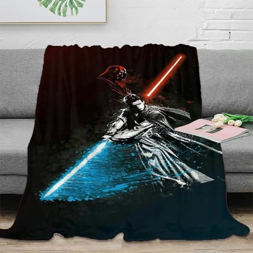 Krieg der Sterne 3D Druck Jedi-Ritter Couchdecke Wohndecken Sofadecke Fleecedecke Weichen Flauschig Tagesdecke Flauschig Warm Bett Decken Kuscheldecke for Erwachsene Kinder 60x80inch(150x200cm)