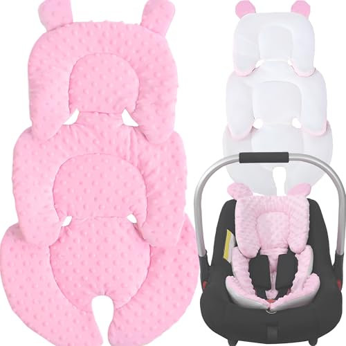 CXAFQ Rosa Kinderwagen Kissen, Kissen Gegen Plattkopf Baby, 67 * 38cm, Weich Und Bequem, Geeignet Für Alle Jahreszeiten, Geeignet Für Sicherheitssitze, Kinderwagen Stützköpfe, Taille, Hüften