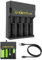 Battery Charger with 4 Slots Ni-MH for AA AAA Rechargeable Batteries 3.7V Individually Charger USB and Type C Input Intelligent LCD Screen for 18650 18500 21700 26650 14500 16340 Batteries Black