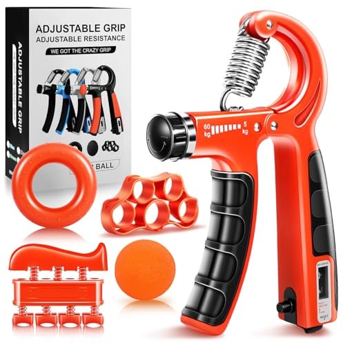 flintronic Handtrainer Trainingsset, Unterarmtrainer mit Integrierter Zählfunktion, Einstellbarer Widerstand 5-60kg, Fingertrainer für Fitness, Klettern, Krafttraining, Handrehabilitation