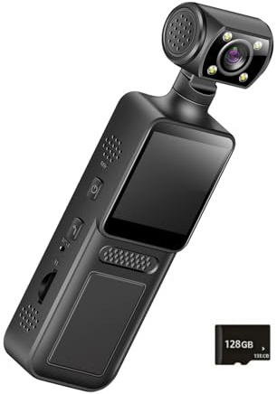 Dasbsug 4K Handheld Videokamera mit Stabilisator & LCD-Bildschirm, 180° drehbares Objektiv für Outdoor-Sport, Action-Reitrekorder