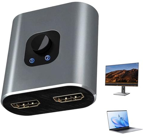 lyanny HDTV Splitter,2 Eingänge 1 Ausgang Adapter und Verbinder | Plug and Play Display Port Splitter - Für PC Laptop Monitor Fernseher Zuhause Arbeit Studio Klassenzimmer Kontrollraum Videokonferenz