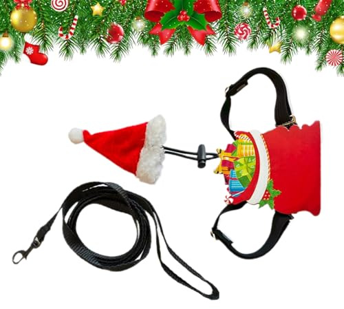 Weihnachtliches Haustierkostüm – Tier-Cosplay, verstellbar, Weihnachtsmütze, Rucksack-Gurt, für Bühnenaufführung, Party, festliche Show, Familientreffen