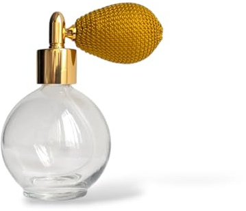 The Essential Atomizer Co. 78ml Amber Classic Round Perfume Atomizer | Italian Glass Refillable Bottle with Hand-Woven Bulb Pump, Funnel & Gift Box