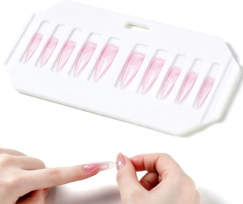 BOMOQING Original Nail Form Tray & Compartments Organizer - 10 Slot Acrylic Nail Form Display with Brush Holder for Salon & Home DIY Manicure