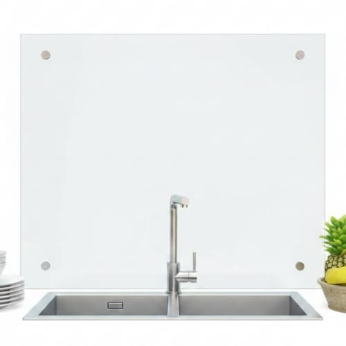 Mucola Küchenrückwand Glas Spritzschutz Herd 6 mm ESG 120x50 cm Klarglas | Gehärtetes Sicherheitsglas, 4 vorgebohrte Löcher zur Wandmontage, hochglanzpolierte Kanten, inkl. Montagematerial