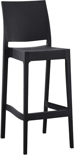 CLP Barhocker Outdoor stapelbar Flamur, Gartenhocker für draußen aus Kunststoff wetterfest UV-beständig, Stapelhocker bis 150 kg belastbar, Farbe:schwarz