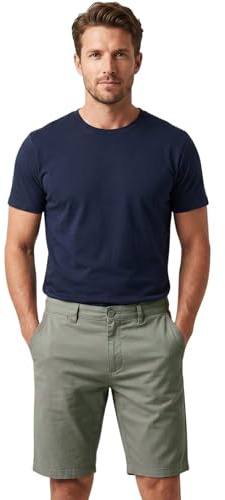 G5 APPAREL Men’s Regular Fit Chino Shorts 100% Cotton Knee Length Casual Summer Shorts with Side & Back Pockets, Zip Fly, Belt Loops, 10 Inseam, Multipack Available Green