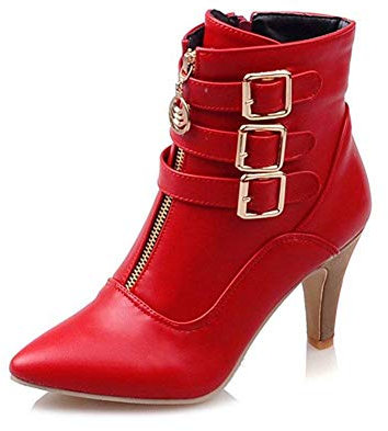 Minetom SCARPE DONNA STIVALI STIVALETTI fibbia nuovo moda eco pelle tacco basso Rosso EU 39