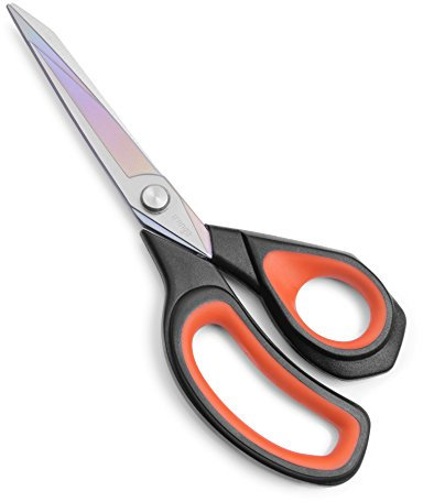 LIVINGO Premium Tailor Scissors Heavy Duty Multi-Purpose Titanium Coating Forged Stainless Steel Sewing Fabric Leather Dressmaking Soft Touch Shears Professional Crafting 22CM