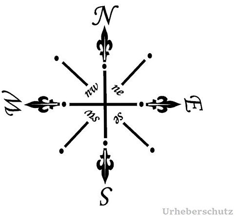 Generic Kompass Aufkleber in 20x20cm oder 30x30cm Windrose Aufkleber für Caravan Wohnmobil Wohnwagen Auto oder als Wand Tattoo (94/6) (20x20cm, dunkelgrau matt)
