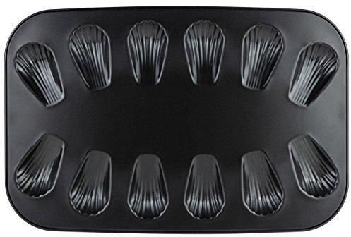 Grizzly Madeleine Backform antihaft groß für 12 luftig lockere Bärentatzen praktisches Ofenblech für leckeres Gebäck stabiles Backblech schwarz Made in Germany