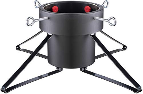 WeRChristmas Weihnachtsbaumständer aus Metall für 2,5 m echte Weihnachtsbäume und darunter mit Wassertank, Plastik, Schwarz, 57 cm