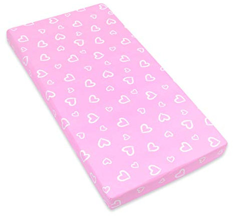 Amilian Spannbettlaken Spannbetttuch für Babybett Kinderbett 60x120 cm, 70x140 cm, 100% Baumwolle, fürs Baby, Baby Bettwäsche Größe: 140x70 cm, Muster: Herzen Rosa