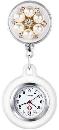 Avaner Schwesteruhr Analog Quarzwerk Pflegeruhr Ansteckuhr mit Clip Hanging Medical Taschenuhr FOB-Uhr Smiley-Herzform für Damen Krankenschwester Arzt Doktor (Typ1)