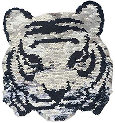 P Prettyia Wende-Pailletten Aufnäher Tiger Motiv Bügelbild Aufbügler Patches Applikation für T-Shirt Jeans Kleidung Taschen-Tiger
