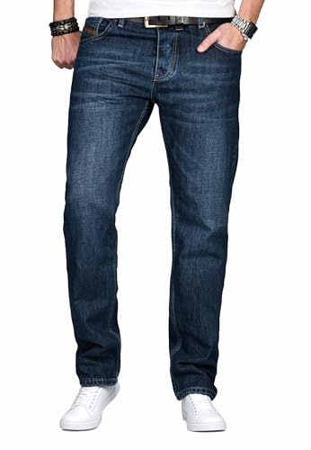 ALESSANDRO SALVARINI Herren Jeans Comfort Fit gerades Bein Komfort-Jeans Denim Jeanshose