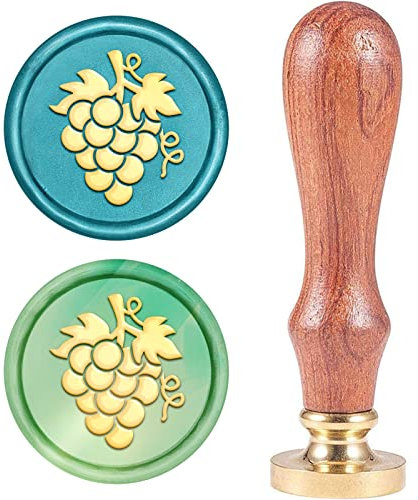 craspire Wachs-Siegel-Stempel, Jahrgang Wachssiegelstempel Traube Retro Holzstempel Abnehmbar Messingkopf 25 mm Für Hochzeit Umschläge Einladungen Verschönerung