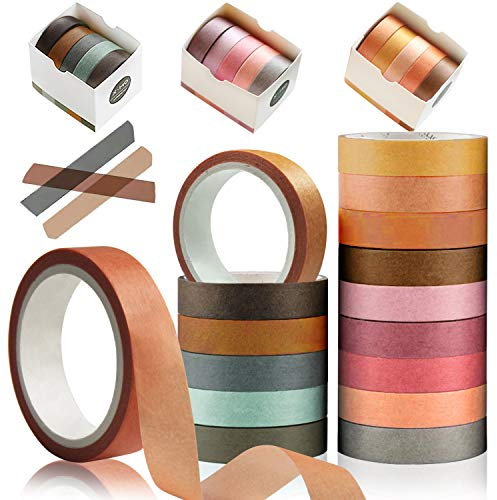 Kalolary 15 Rotoli Nastro Carta Adesivo, Washi Tape Colorato, Nastro Adesivo Nastro Washi per Insegnanti, Bambini e Pittori, Nastro Washi Giapponese Scrapbooking Forniture, Fai da Te e Decorazioni