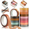 Kalolary 15 Pièces Ruban Adhésif Washi, Coloré Washi Tape, Décoratif Papier pour Bricolage, Rouleaux de Papier Washi Making Tape pour Scrapbooking Artisanat de Bricolage (5 Rouleaux dans une Boîte)