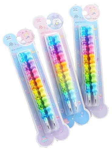 Stapelbare Kunststoff-Bleistifte, 8-in-1, HB, nachfüllbar, nicht schärfend, buntes Bleistift-Set für Schüler, Lehrer, Büro, Geburtstagsparty-Zubehör