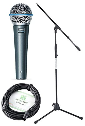Shure Beta 58A Mikrofon Set - Supernierencharakteristik - Übertragungsbereich: 50-16.000 Hz - Optimierter Übertragungsbereich für exzellente Gesangsqualität - Set inklusive Kabel und Stativ