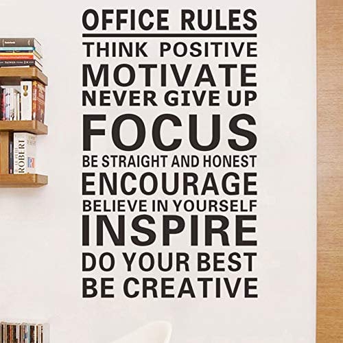 Quanyuchang Office Rules Wall Decal Vinyl Wall Stickers Removable Wall Decor Art DIY Inspirational Quotes Sticker Mural for Office Bedroom Home Decoration Wallpaper