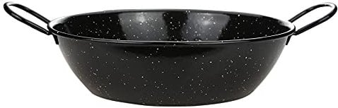 Enamel Kadai Wok Pan 26cm Enamel Non Stick Karahi Kadhai Kadai with Handles Flat Bottom Deep Frying Cooking Serving Dish Heavy Duty Indian Samosa Deep Paella Pan