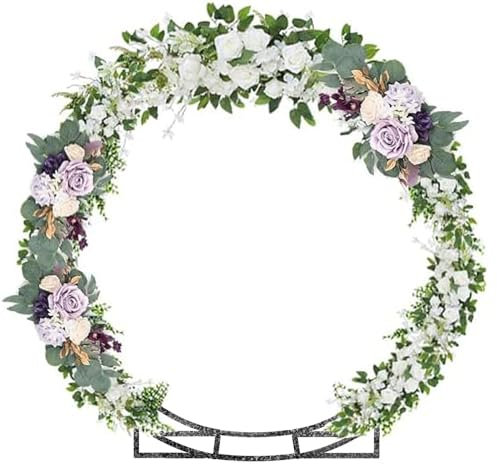 Arche de Jardin Ronde en métal Noir martelé de 2,5 m, tonnelle pour Jardin, intérieur et extérieur, décoration de fête, Assemblage Facile (avec Pieds de Support, ancrages au Sol, Tournevis,