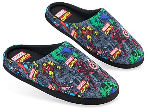 Marvel Mens Slippers Avengers Captain America Spiderman Iron Man Comic Novelty Slippers (6 UK, Multicolor)