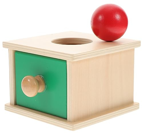 TOYANDONA Holz Objekt Dauerhaftigkeit Box mit Schublade Imbucare Box Montessori Verstecken- Und- Finden Lehre Imbucare Münze Pädagogisches Spielzeug für Kleinkinder (Runde Ball en