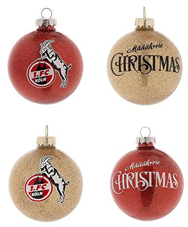 1. FC Köln Weihnachtskugeln Christbaumkugeln Weihnachtsschmuck 4er-Set Gold/rot, 4080452